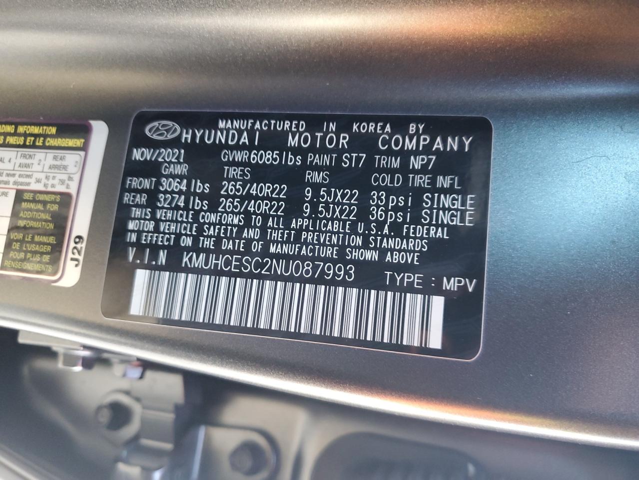 2022 Genesis Gv80 VIN KMUHCESC2NU087993 Copart auction photo, front end damage thumbnail 15