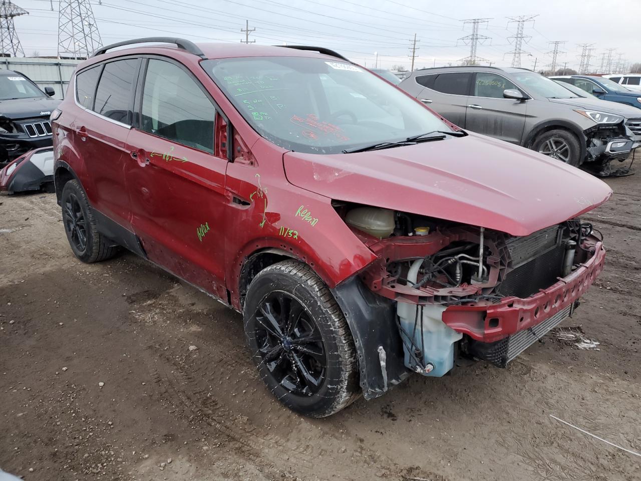 2018 Ford Escape VIN 1FMCU9G90JUC41511 Copart auction photo, front end / side damage thumbnail 4