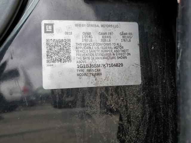 2019 Chevrolet Cruze VIN 1G1BJ5SM7K7104829 Copart auction photo, minor dent/scratches damage thumbnail 12