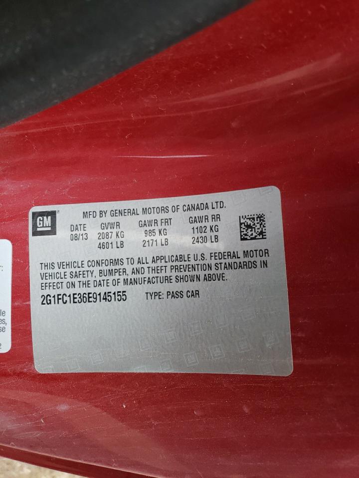 2014 Chevrolet Camaro VIN 2G1FC1E36E9145155 Copart auction photo, hail / front end damage thumbnail 12