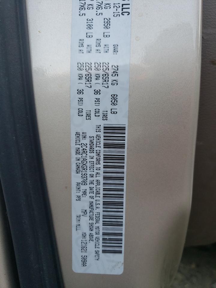 2016 Chrysler Town & Country VIN 2C4RC1AGXGR193709 Copart auction photo, front end / minor dent/scratches damage thumbnail 13