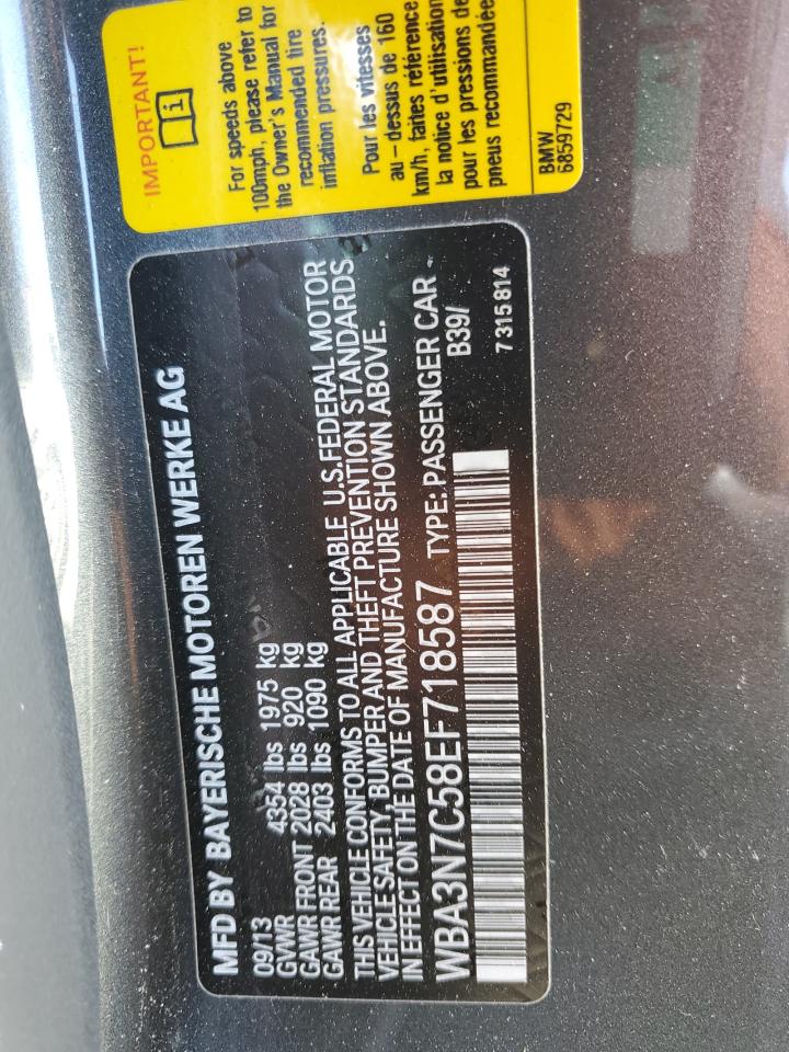 2014 BMW 4er VIN WBA3N7C58EF718587 Copart auction photo, all over damage thumbnail 12