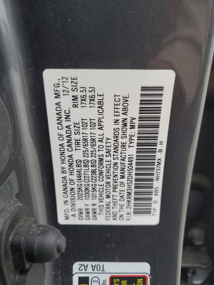 2013 Honda CR-V VIN 2HKRM3H52DH504491 Copart auction photo, front end / side damage thumbnail 13