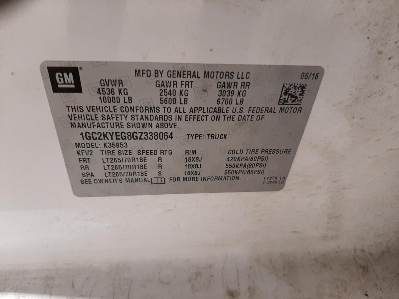 2016 Chevrolet Silverado VIN 1GC2KYEG8GZ338064 Copart auction photo, all over / undercarriage damage thumbnail 12