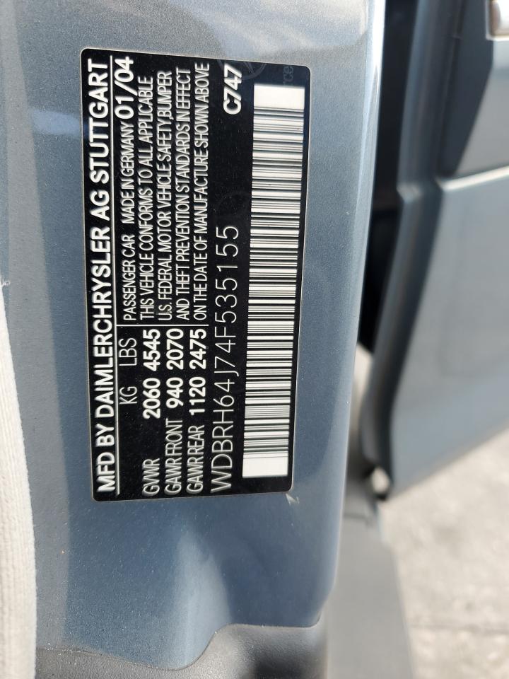2004 Mercedes-Benz C-klasse VIN WDBRH64J74F535155 Copart auction photo, front end damage thumbnail 15