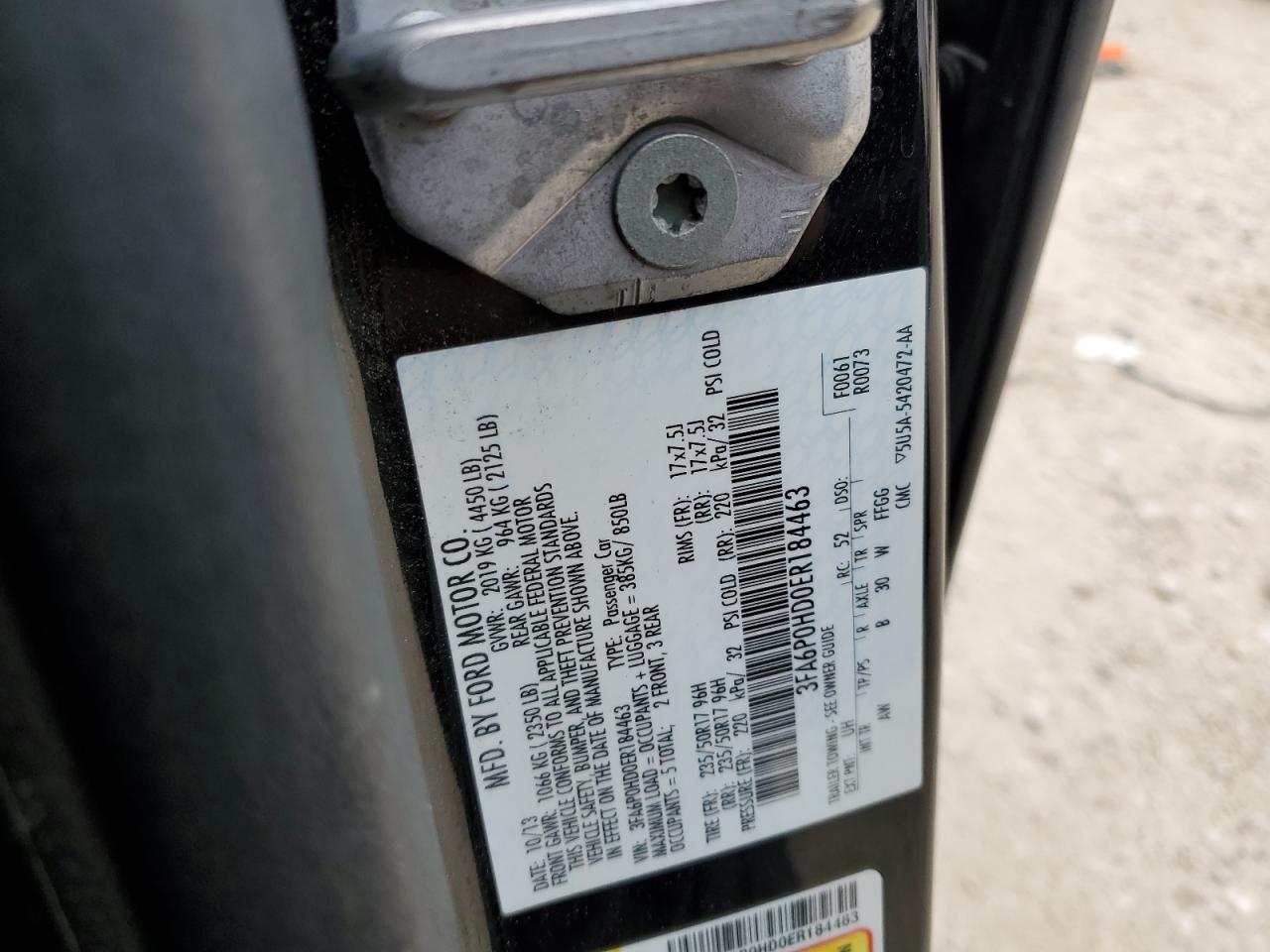 2014 Ford Fusion VIN 3FA6P0HD0ER184463 Copart auction photo, rear end damage thumbnail 13