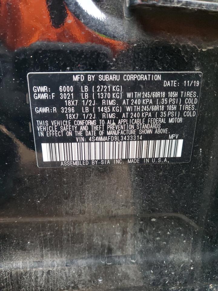2020 Subaru Ascent VIN 4S4WMAFD9L3433314 Copart auction photo, front end / side damage thumbnail 13