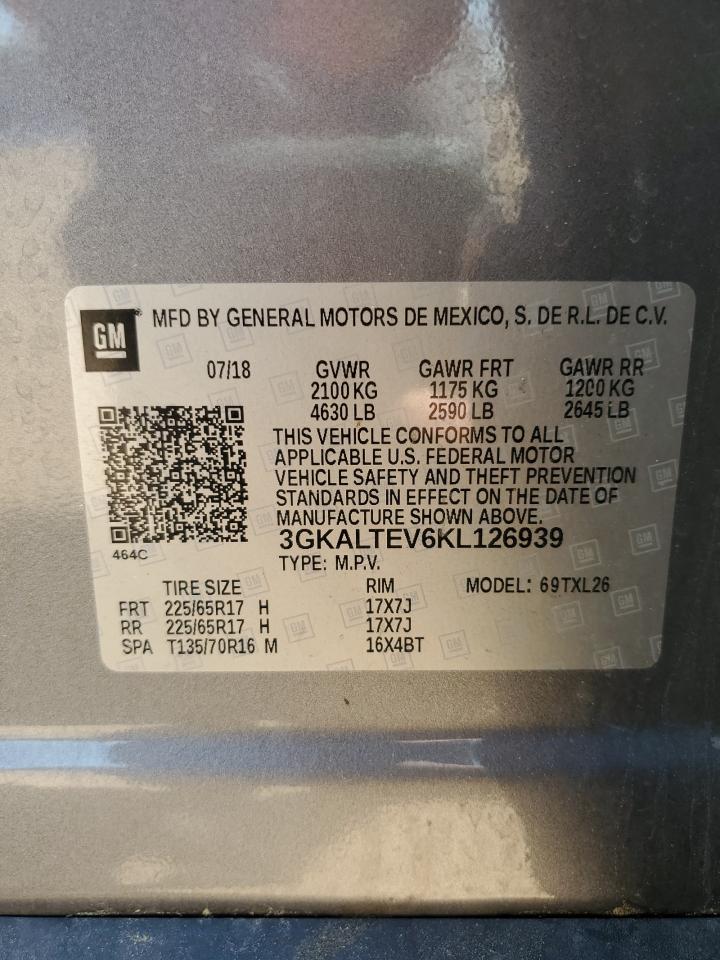 2019 GMC Terrain VIN 3GKALTEV6KL126939 Copart auction photo, all over damage thumbnail 12