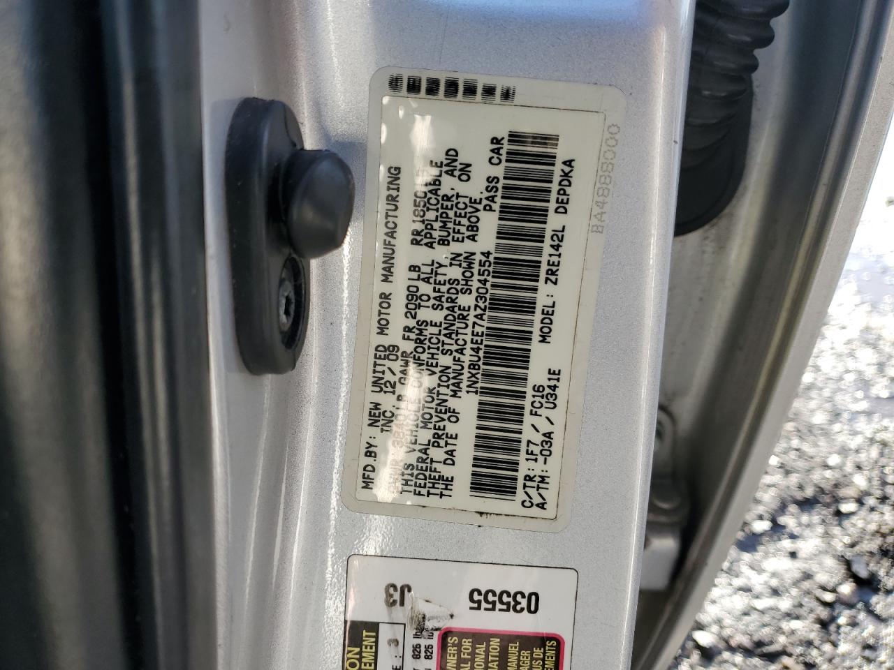 2010 Toyota Corolla VIN 1NXBU4EE7AZ304554 Copart auction photo, front end damage thumbnail 14