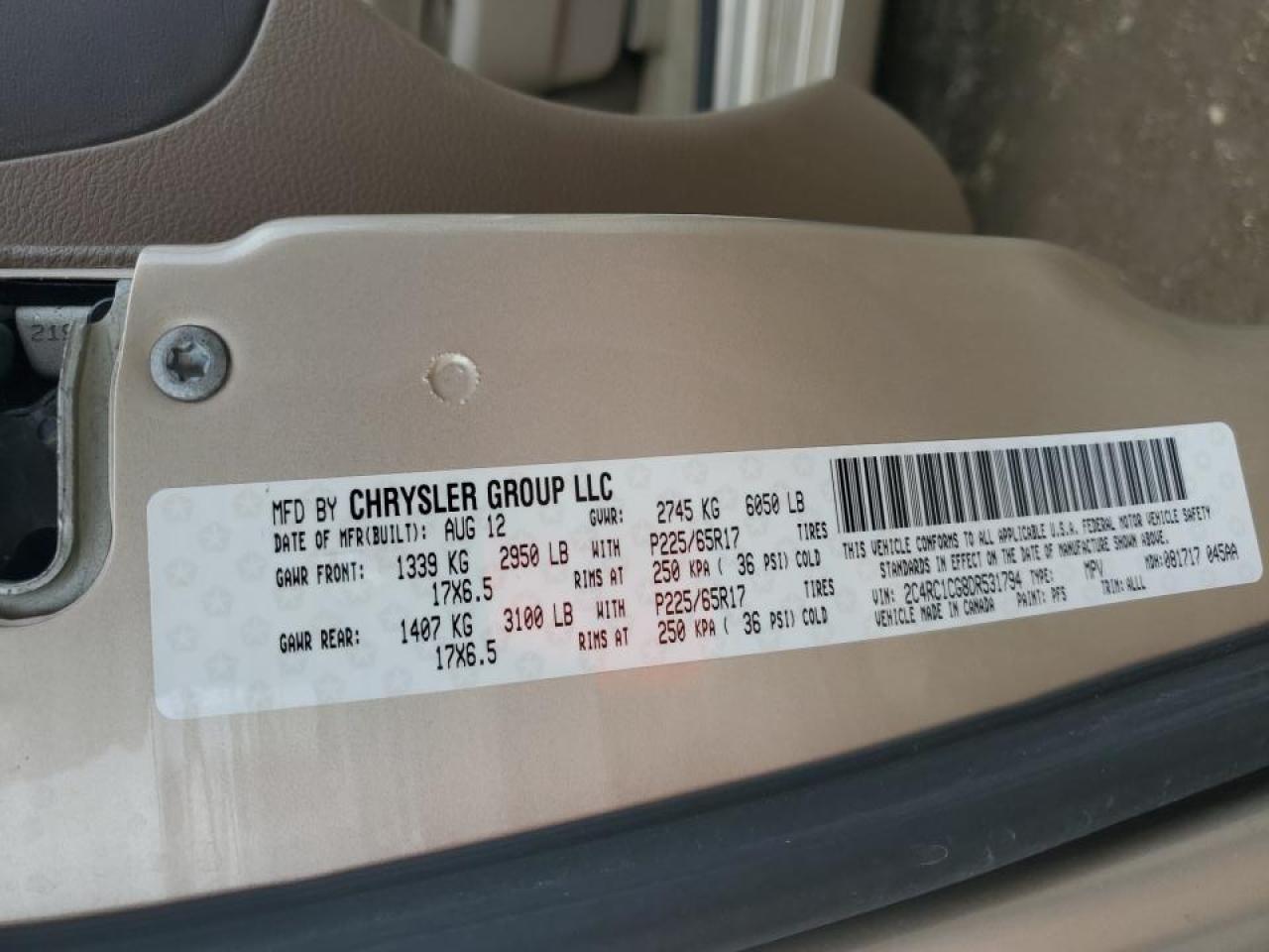2013 Chrysler Town & Country VIN 2C4RC1CG8DR531794 Copart auction photo, front end damage thumbnail 14