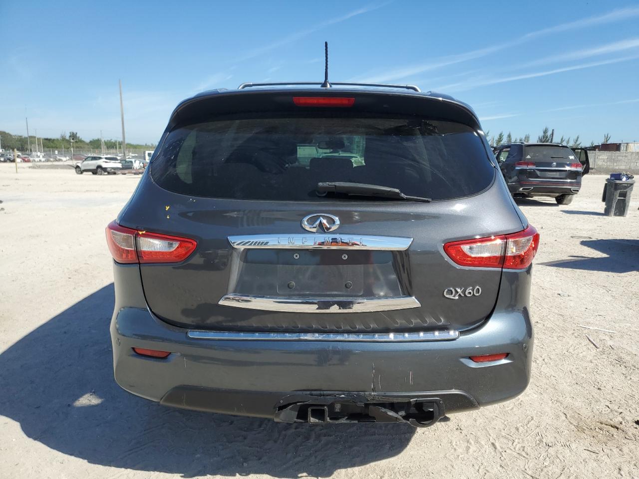 2014 Infiniti QX60 VIN 5N1AL0MM9EC555166 Copart auction photo, front end / side damage thumbnail 6