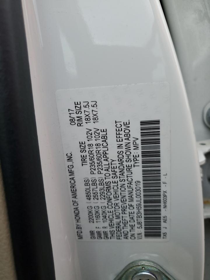 2018 Acura RDX VIN 5J8TB3H59JL003019 Copart auction photo, front end damage thumbnail 13