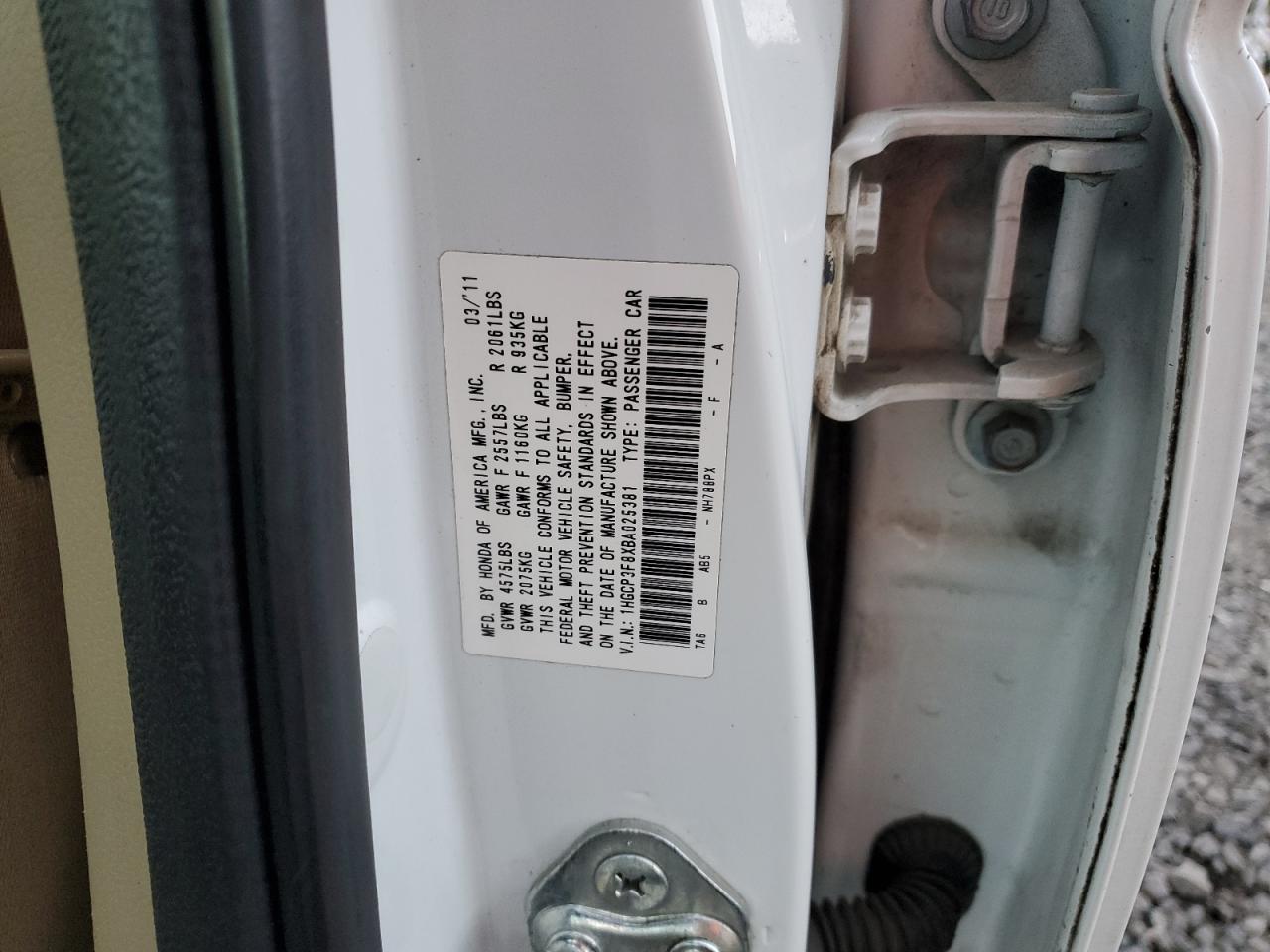 2011 Honda Accord VIN 1HGCP3F8XBA025381 Copart auction photo, front end damage thumbnail 12