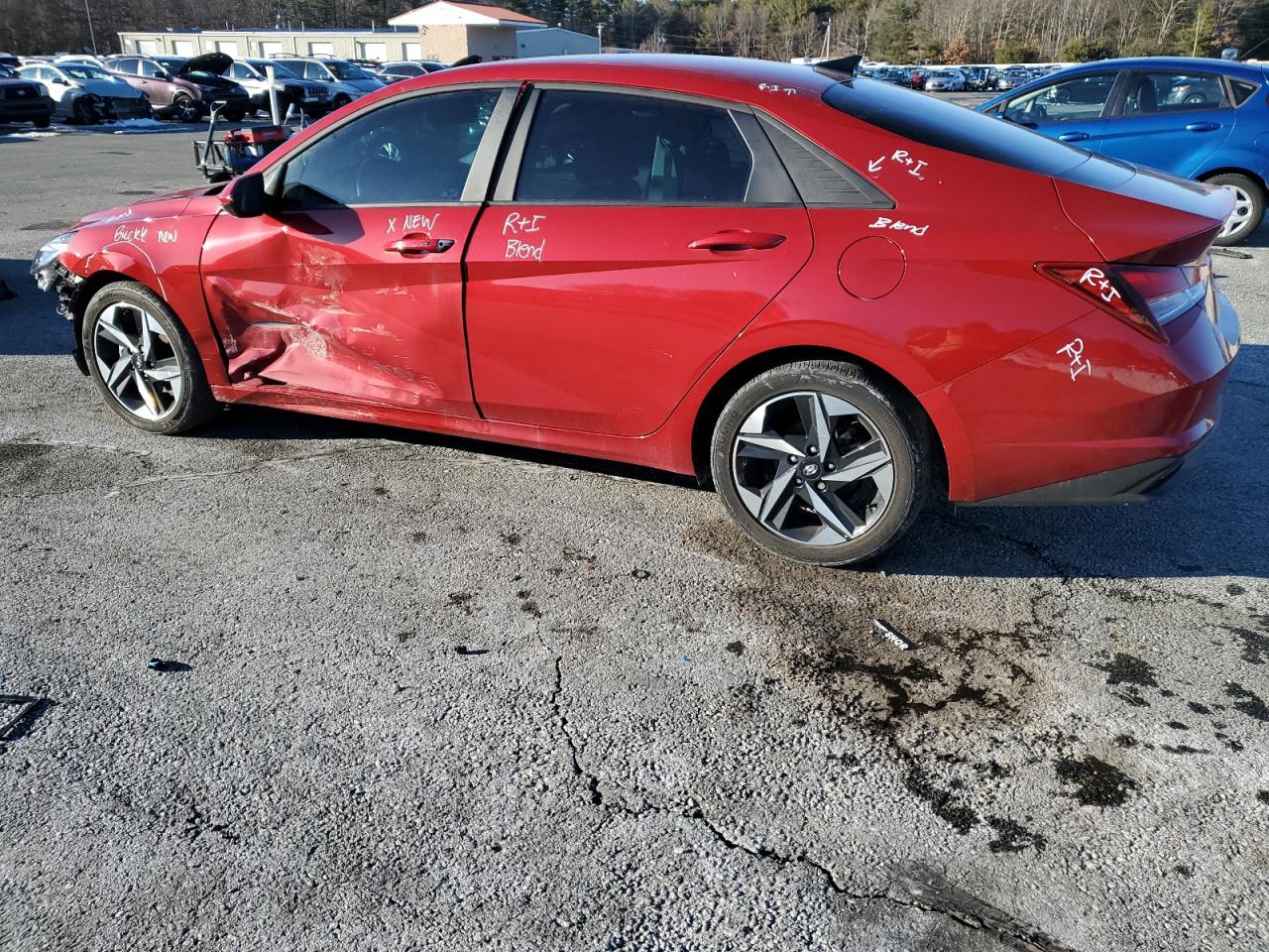 2023 Hyundai Elantra VIN KMHLS4AG4PU384163 Copart auction photo, front end / side damage thumbnail 2