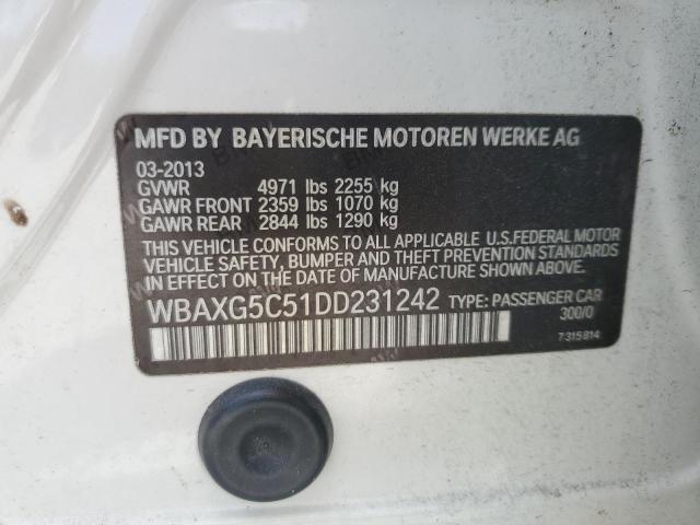 2013 BMW 5er VIN WBAXG5C51DD231242 Copart auction photo, all over damage thumbnail 12
