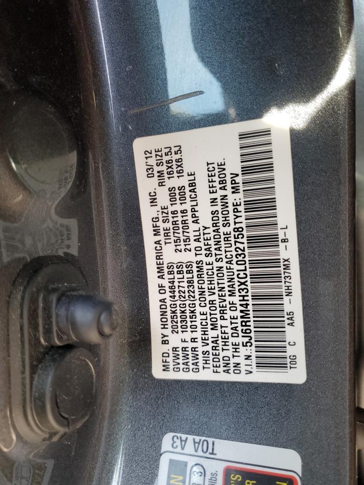 2012 Honda CR-V VIN 5J6RM4H3XCL032758 Copart auction photo, rear end / minor dent/scratches damage thumbnail 14