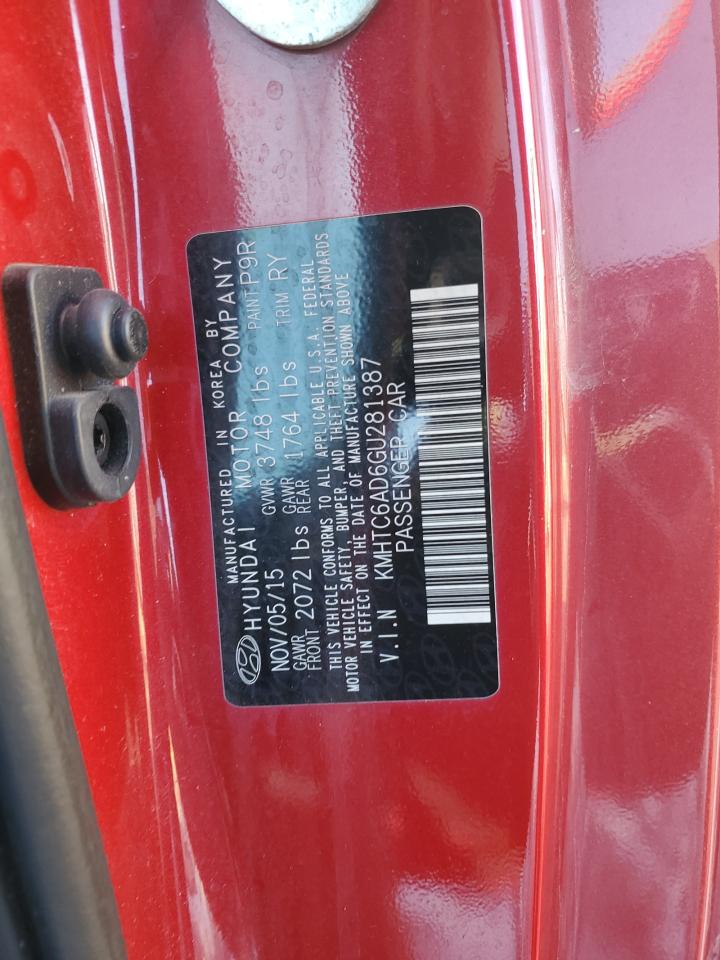 2016 Hyundai Veloster VIN KMHTC6AD6GU281387 Copart auction photo, front end damage thumbnail 12