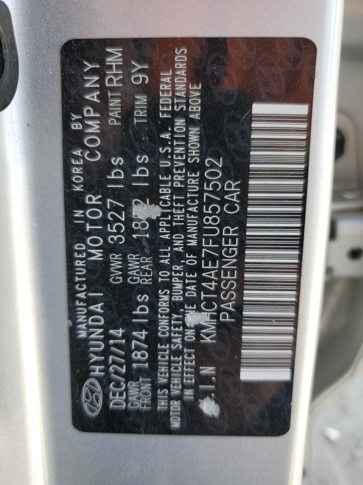 2015 Hyundai Accent VIN KMHCT4AE7FU857502 Copart auction photo, front end / frame damage damage thumbnail 14