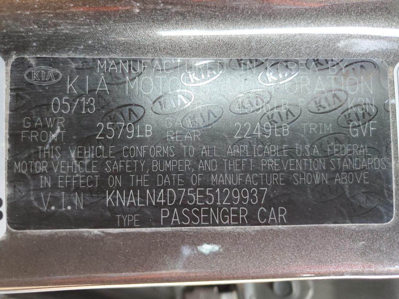 2014 KIA Cadenza VIN KNALN4D75E5129937 Copart auction photo, rollover damage thumbnail 15