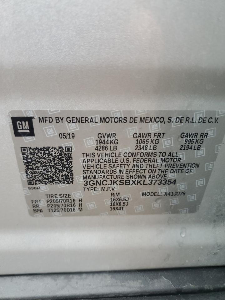2019 Chevrolet Trax VIN 3GNCJKSBXKL373354 Copart auction photo, front end damage thumbnail 13