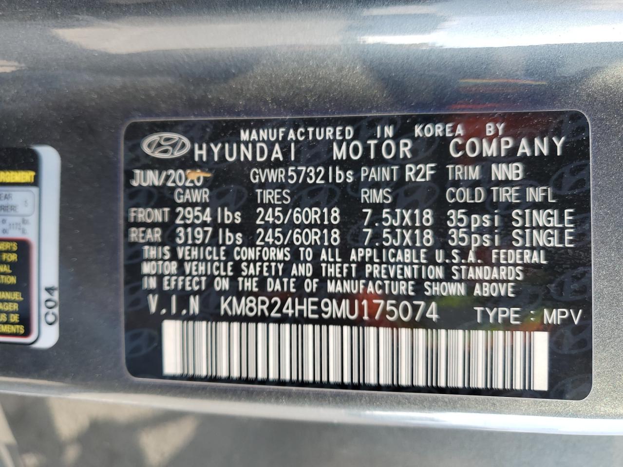 2021 Hyundai Palisade VIN KM8R24HE9MU175074 Copart auction photo, vandalism / front end damage thumbnail 13