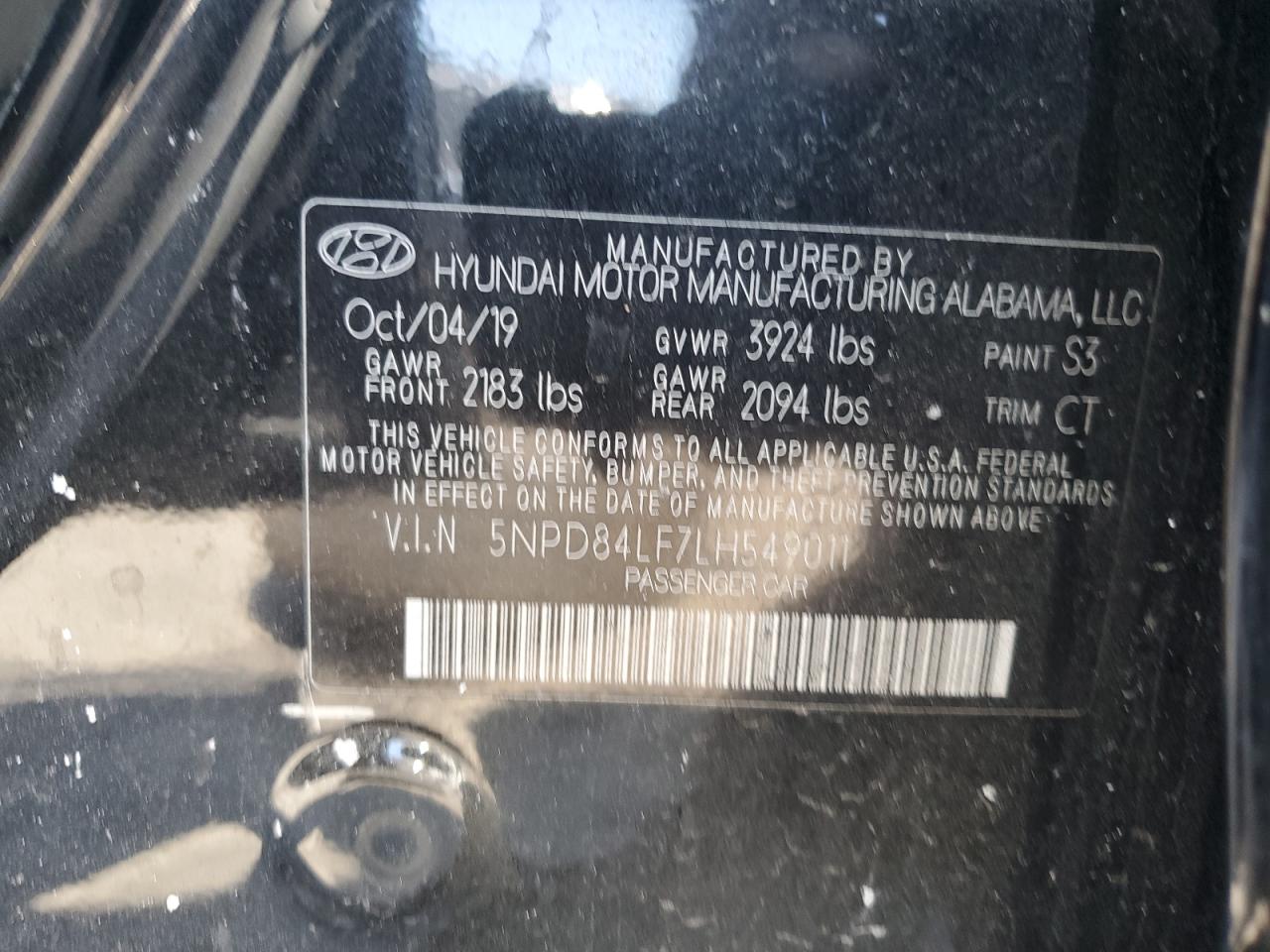 2020 Hyundai Elantra VIN 5NPD84LF7LH549011 Copart auction photo, front end damage thumbnail 12
