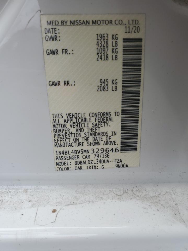 2021 Nissan Altima VIN 1N4BL4BV5MN329646 Copart auction photo, front end damage thumbnail 12