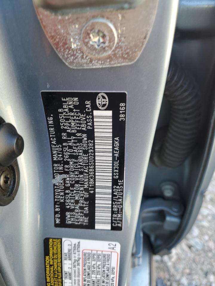 2005 Toyota Avalon VIN 4T1BK36B65U029382 Copart auction photo, side damage thumbnail 14