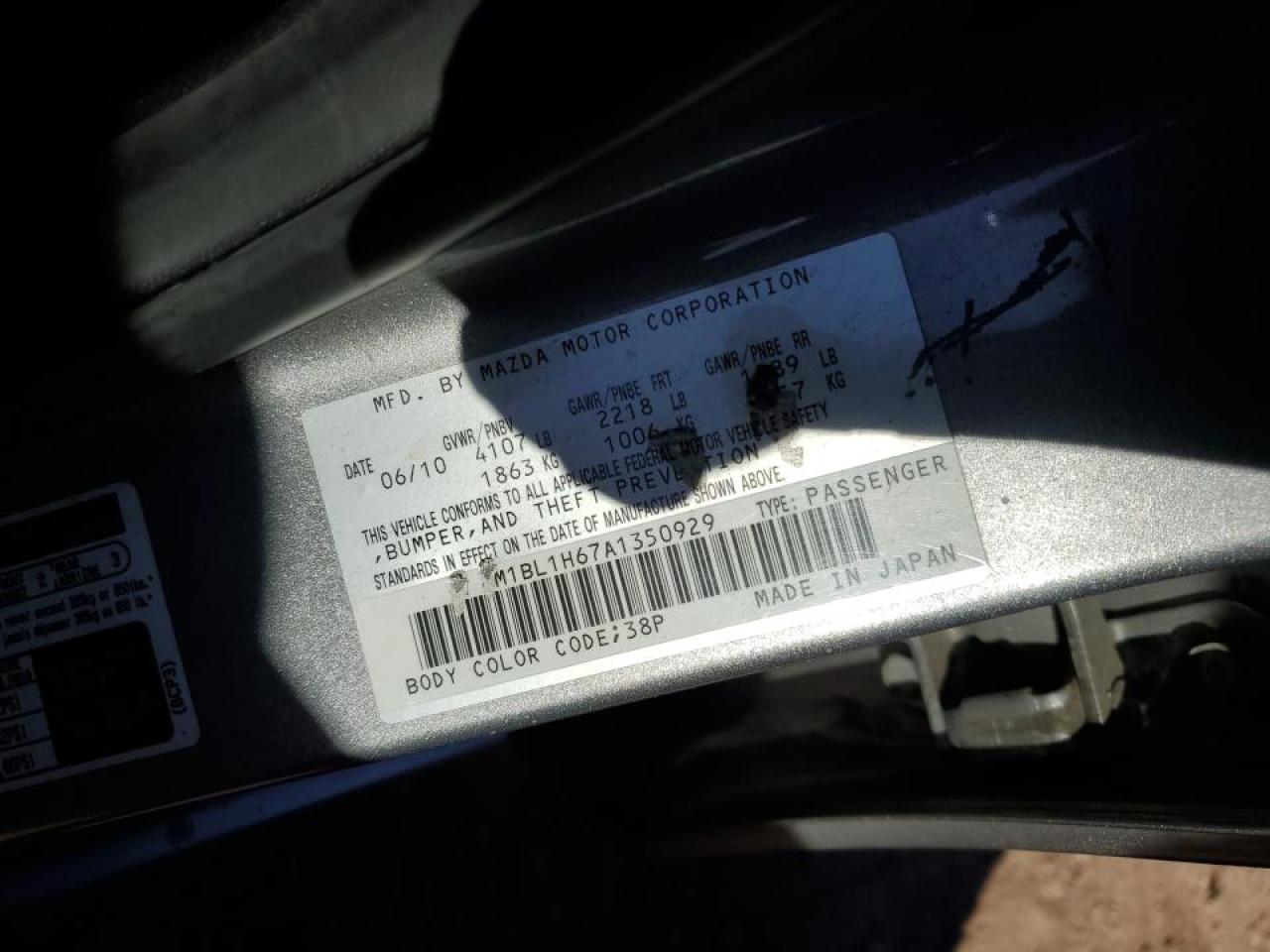 2010 Mazda 3 VIN JM1BL1H67A1350929 Copart auction photo, front end / side damage thumbnail 13