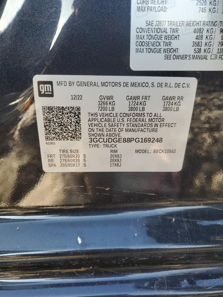 2023 Chevrolet Silverado VIN 3GCUDGE88PG169248 Copart auction photo, front end damage thumbnail 14