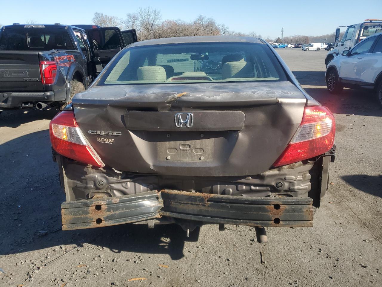 2012 Honda Civic VIN 2HGFB2F55CH514222 Copart auction photo, rear end / front end damage thumbnail 6