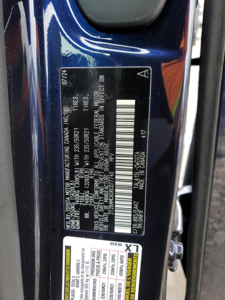 2024 Lexus RX VIN 2T2BAMCA5RC077740 Copart auction photo, front end / side damage thumbnail 14