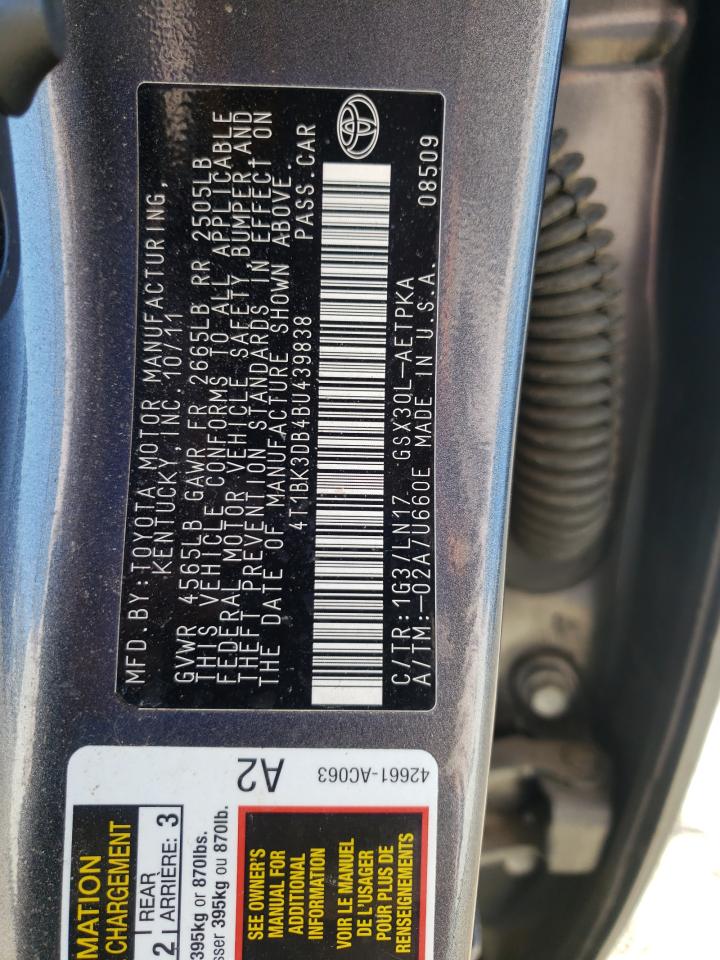 2011 Toyota Avalon VIN 4T1BK3DB4BU439838 Copart auction photo, front end damage thumbnail 12