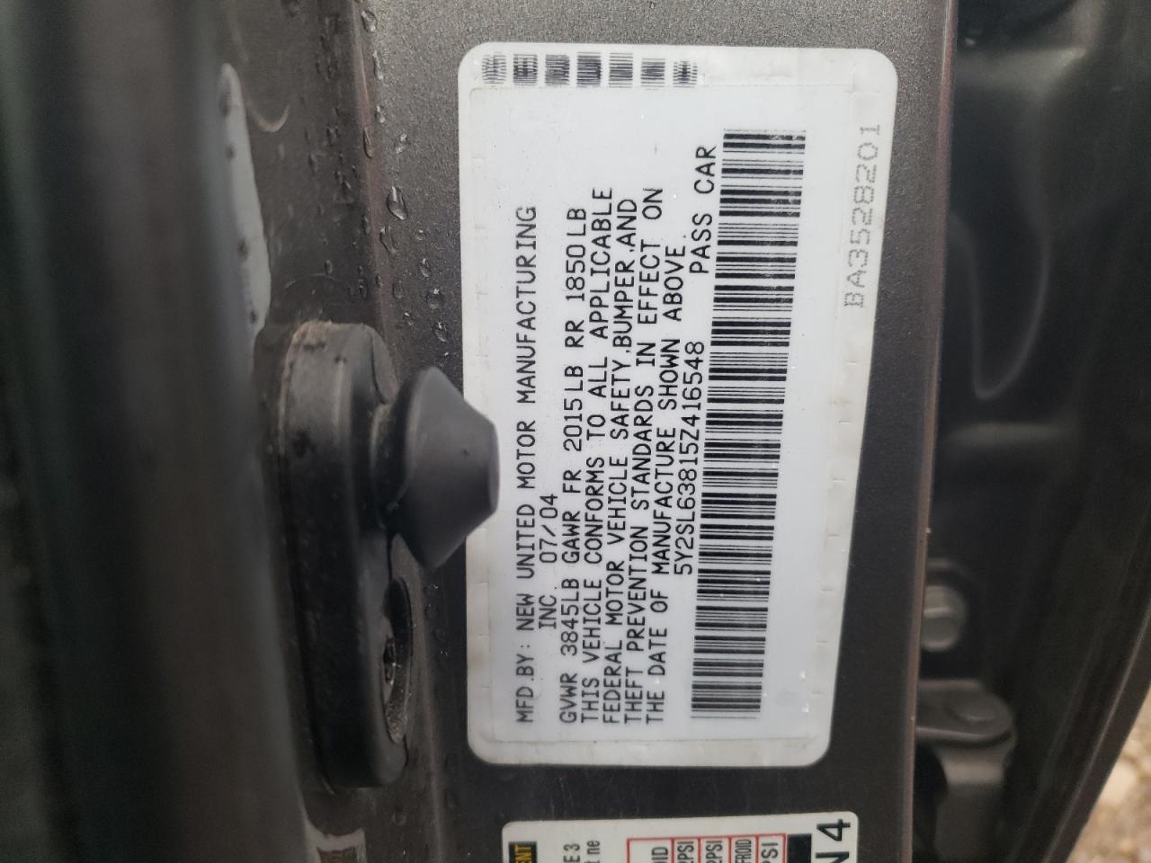 2005 Pontiac Vibe VIN 5Y2SL63815Z416548 Copart auction photo, all over damage thumbnail 13