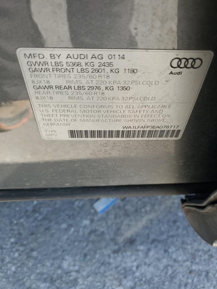 2014 Audi Q5 VIN WA1LFAFP3EA076717 Copart auction photo, minor dent/scratches damage thumbnail 13