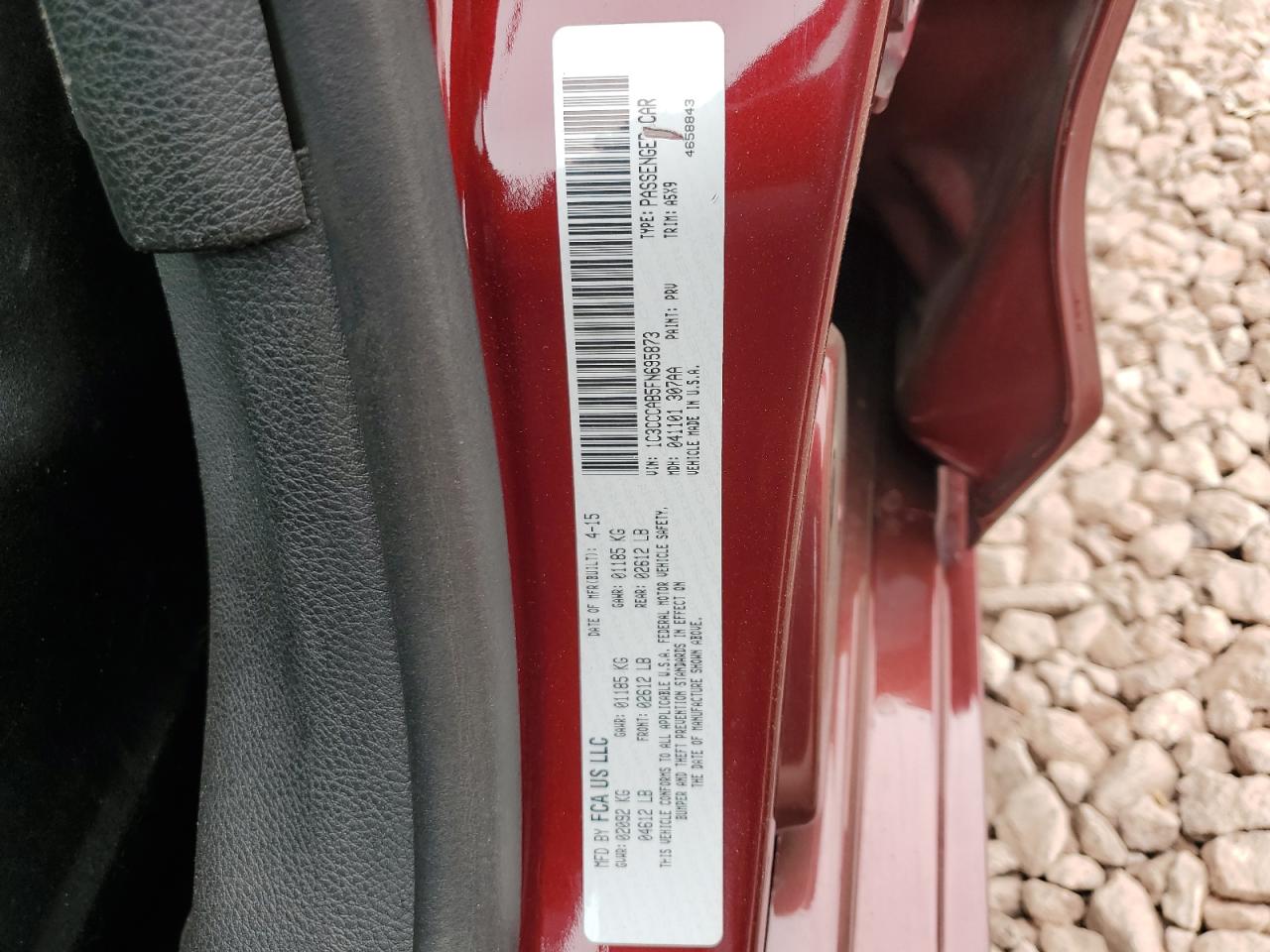 2015 Chrysler 200 VIN 1C3CCCAB5FN695873 Copart auction photo, side damage thumbnail 12