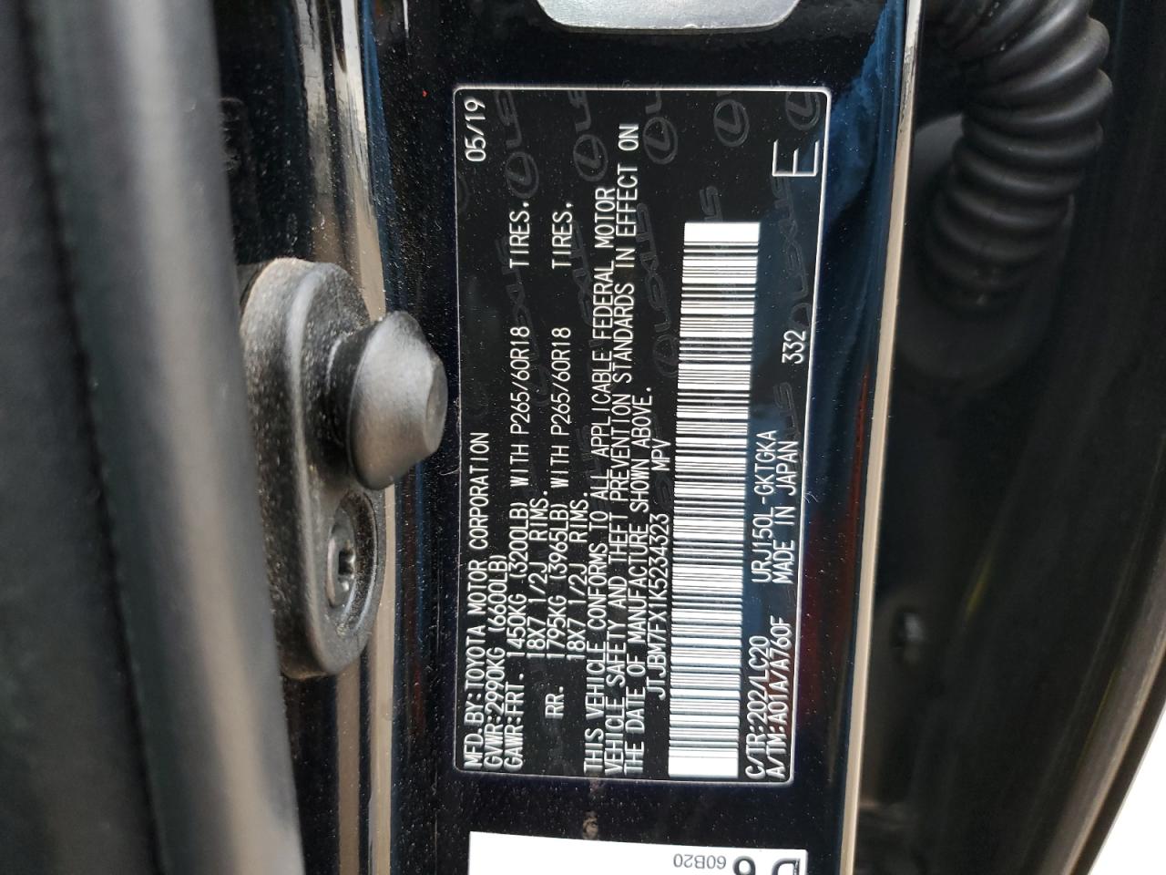 2019 Lexus GX VIN JTJBM7FX1K5234323 Copart auction photo, front end / minor dent/scratches damage thumbnail 14