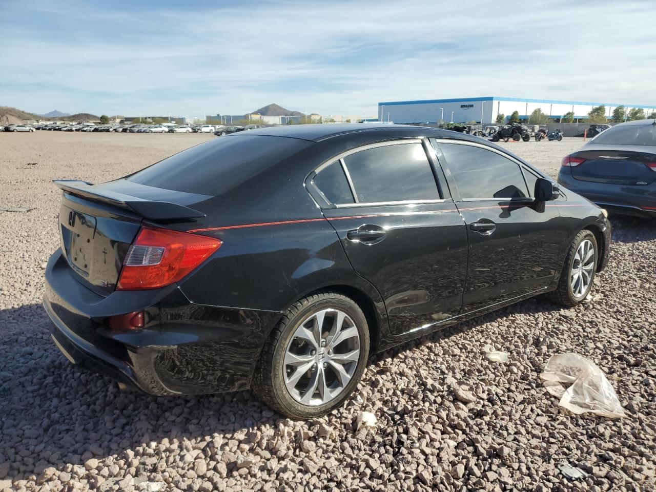 2012 Honda Civic VIN 2HGFB6E54CH702397 Copart auction photo, front end / side damage thumbnail 3