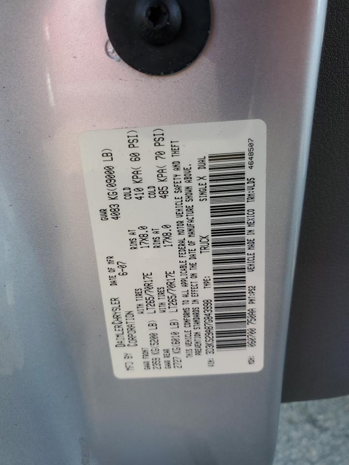 2007 Dodge RAM VIN 3D3KS29A87G843998 Copart auction photo, rear end damage thumbnail 14
