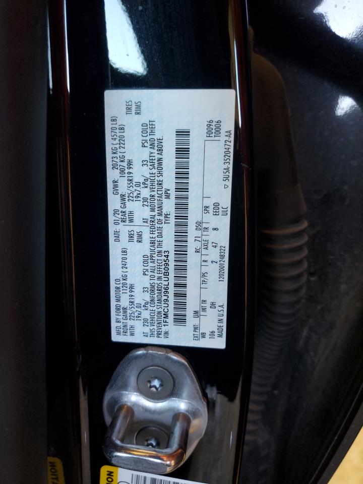 2020 Ford Escape VIN 1FMCU9J96LUB09543 Copart auction photo, all over damage thumbnail 13