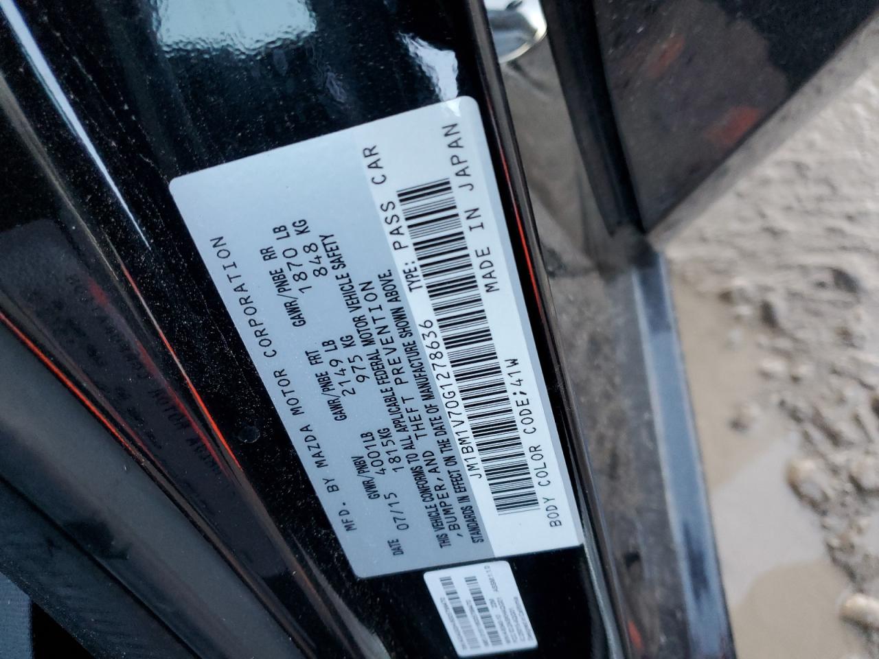 2016 Mazda 3 VIN JM1BM1V70G1278636 Copart auction photo, front end / side damage thumbnail 14