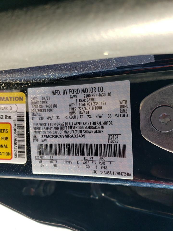 2021 Ford Bronco VIN 3FMCR9C69MRA32499 Copart auction photo, frame damage / front end damage thumbnail 13