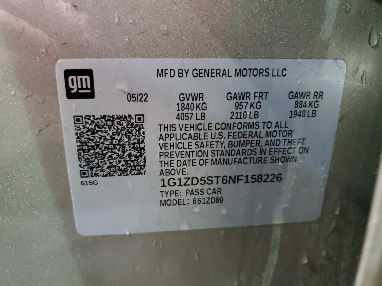 2022 Chevrolet Malibu VIN 1G1ZD5ST6NF158226 Copart auction photo, side / minor dent/scratches damage thumbnail 12