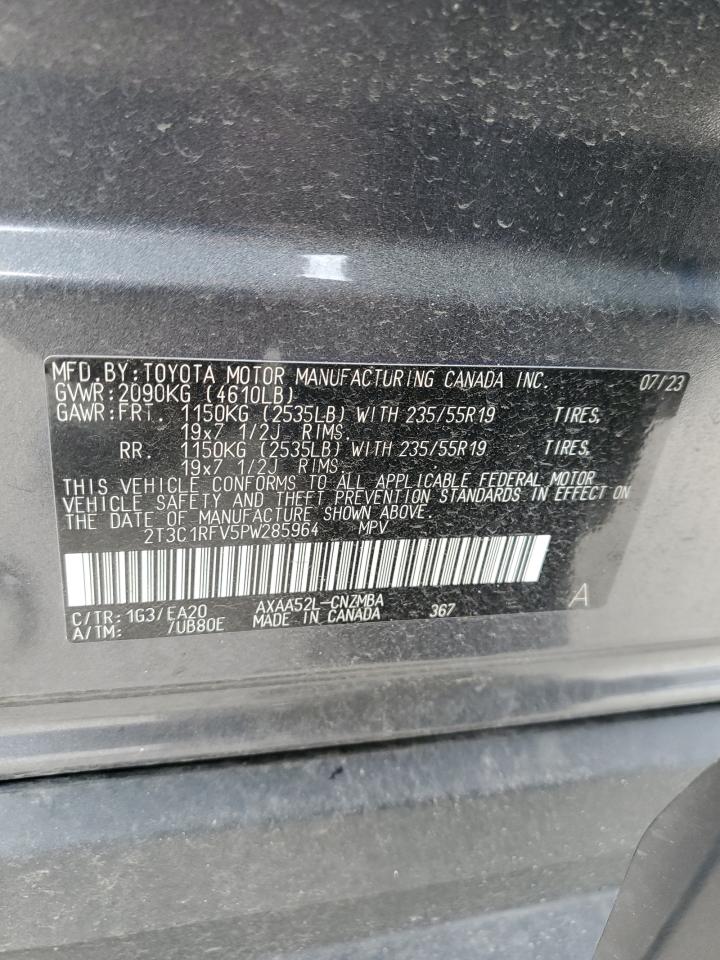 2023 Toyota RAV 4 VIN 2T3C1RFV5PW285964 Copart auction photo, side / rear end damage thumbnail 15