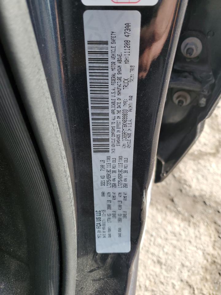 2019 RAM 1500 VIN 1C6SRFMT6KN699833 Copart auction photo, rear end / side damage thumbnail 12