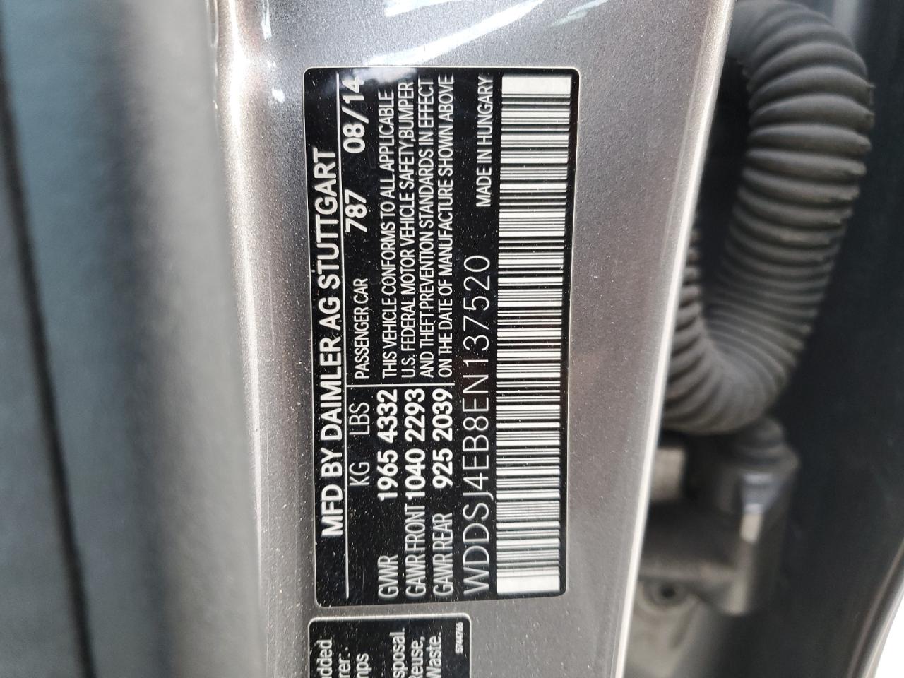 2014 Mercedes-Benz CLA-klasse VIN WDDSJ4EB8EN137520 Copart auction photo, rear end damage thumbnail 14