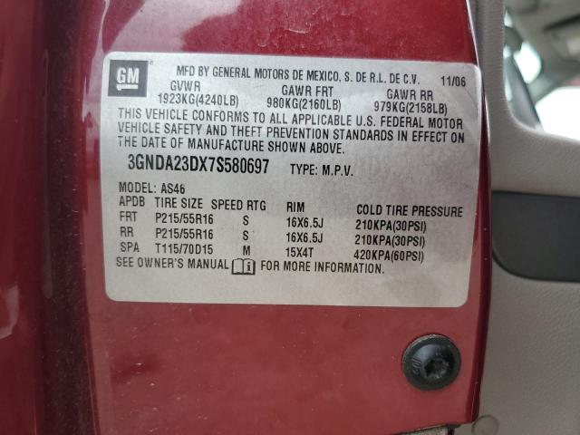 2007 Chevrolet HHR VIN 3GNDA23DX7S580697 Copart auction photo, mechanical damage thumbnail 12