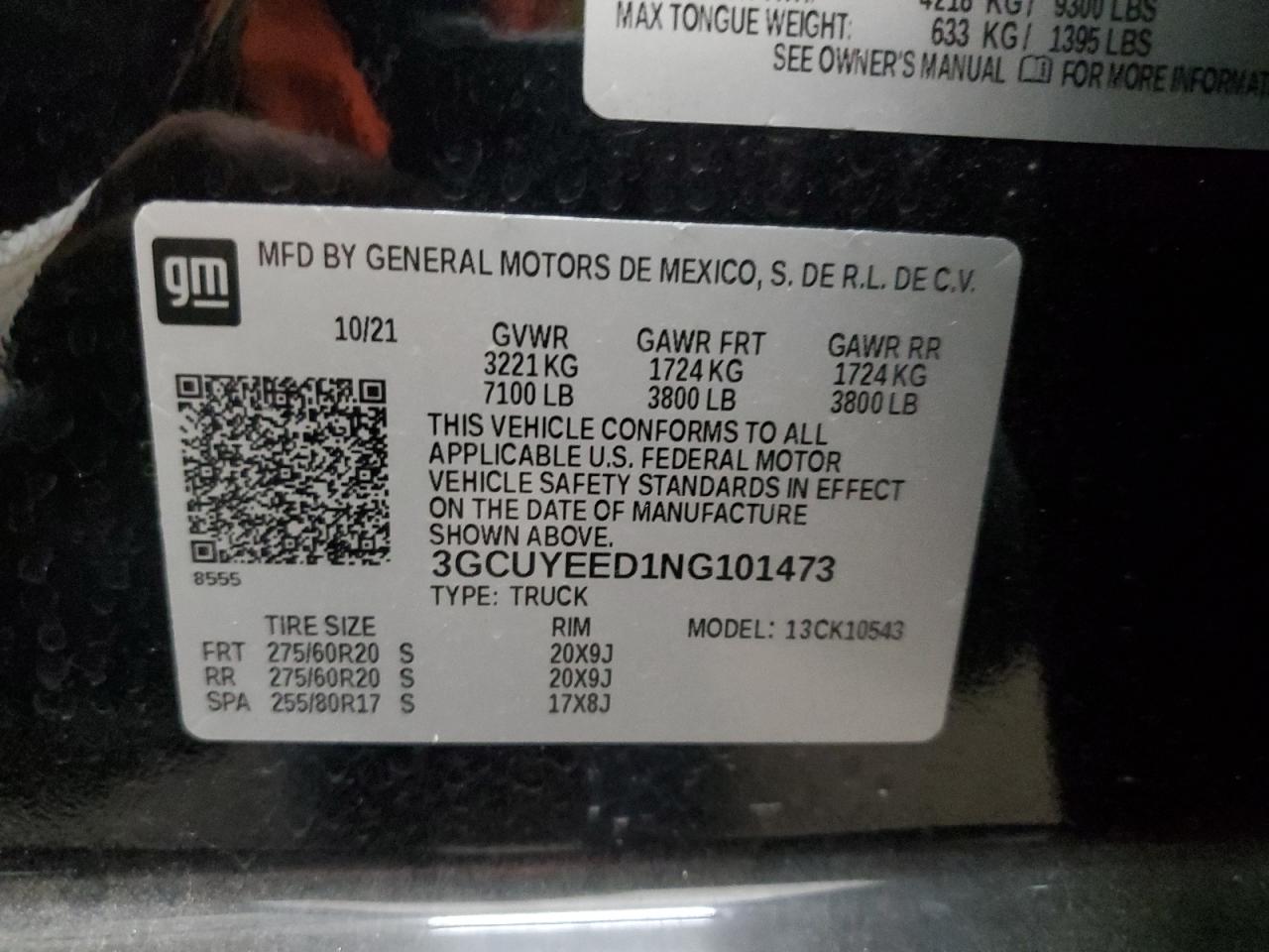 2022 Chevrolet Silverado VIN 3GCUYEED1NG101473 Copart auction photo, front end damage thumbnail 13