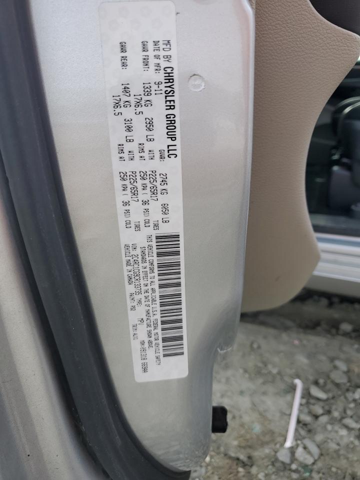 2012 Chrysler Town & Country VIN 2C4RC1CG9CR133735 Copart auction photo, water/flood damage thumbnail 13