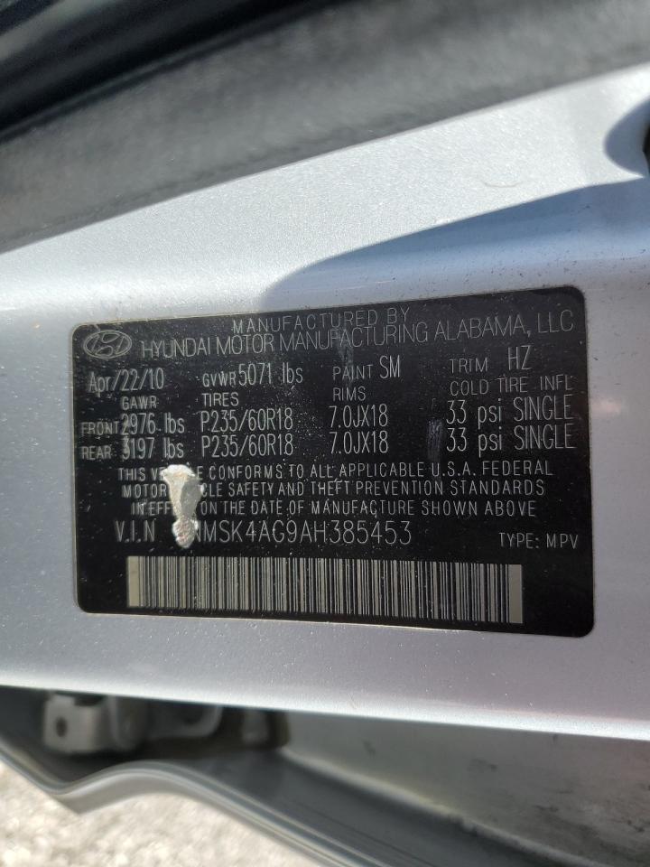 2010 Hyundai Santa Fe VIN 5NMSK4AG9AH385453 Copart auction photo, rear end / minor dent/scratches damage thumbnail 14